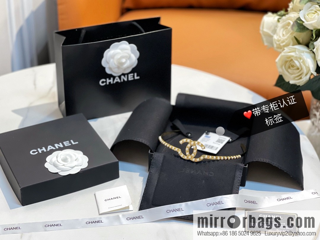 New Chanel double c pearl headband