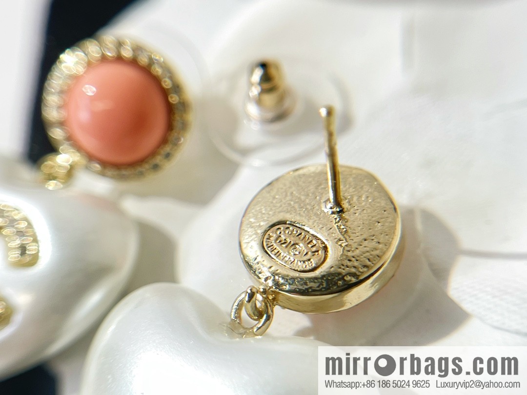 2021 new Chanel double c peach heart earrings necklace
