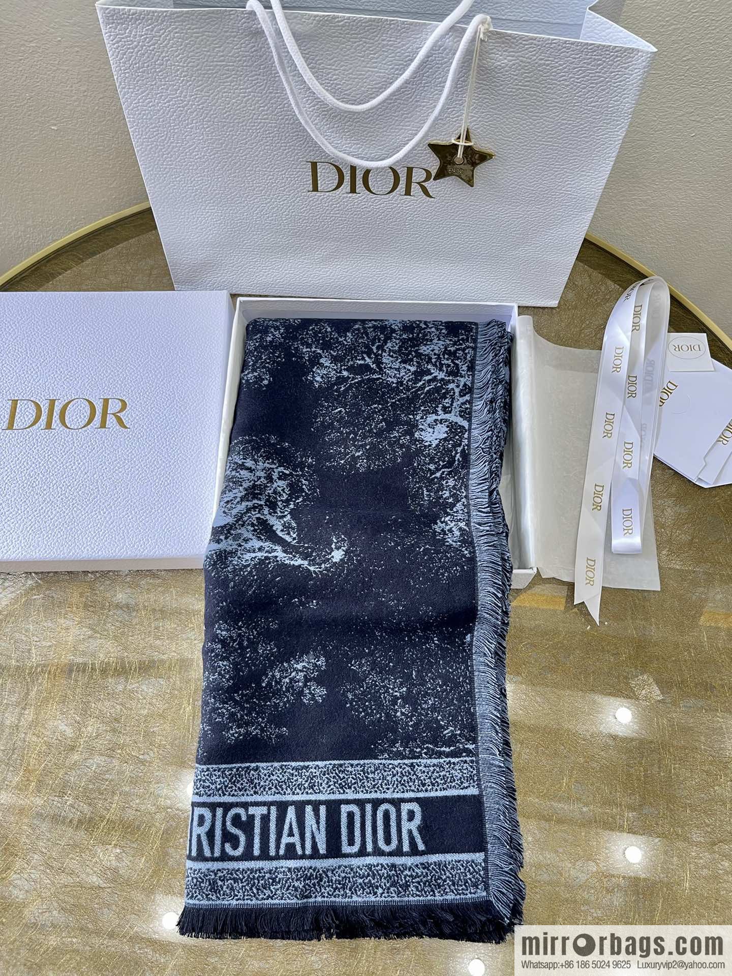 Dior Dior Navy Blue Rui Printed Shawl Blanket 12TOJ090I605_C543