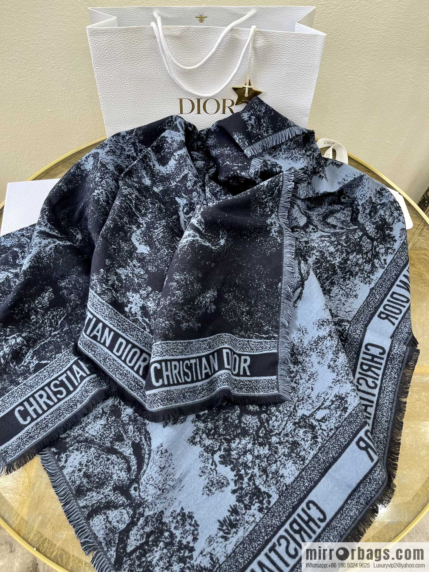 Dior Dior Navy Blue Rui Printed Shawl Blanket 12TOJ090I605_C543