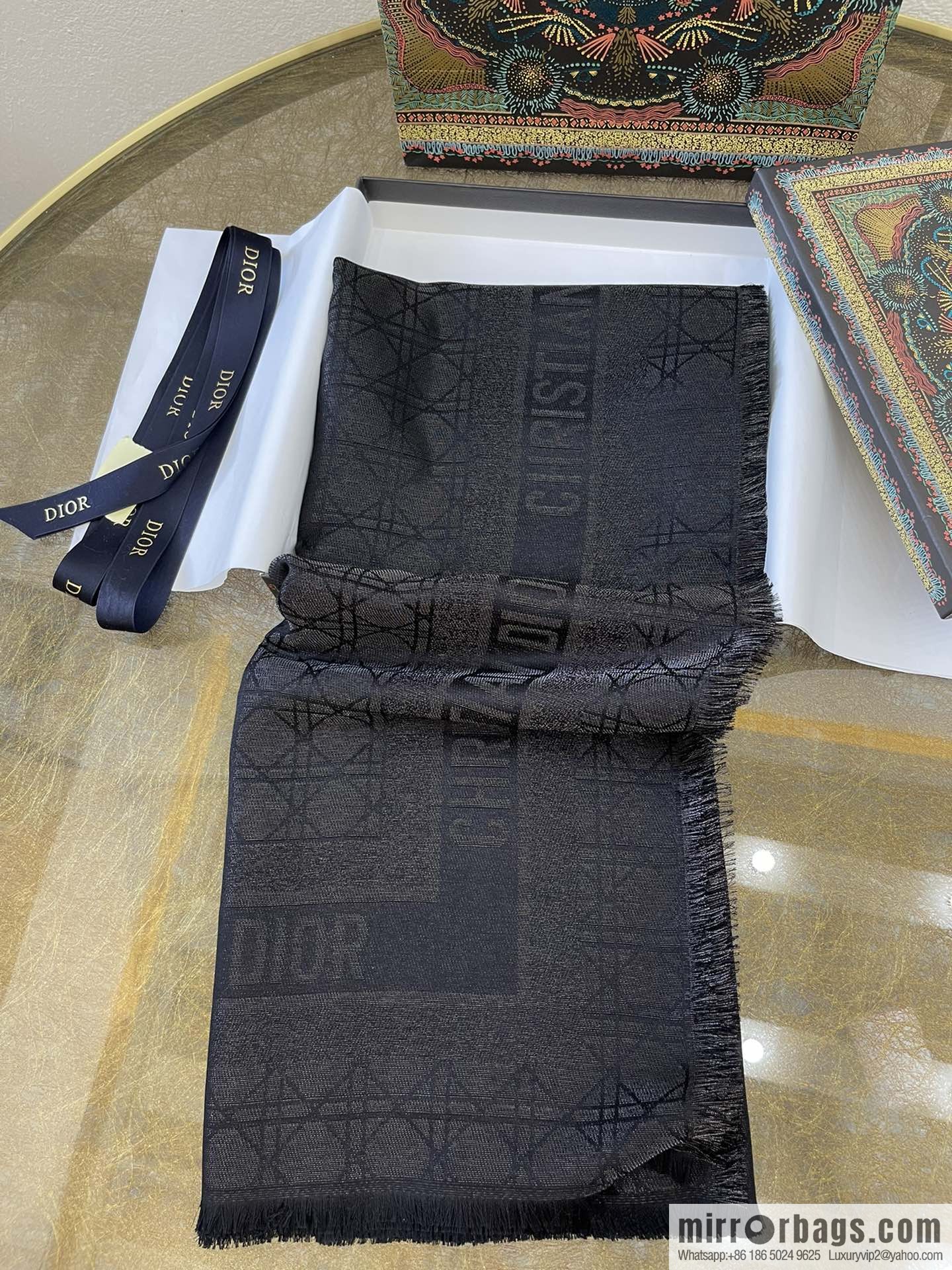 Dior Dior Classic Rattan Checkered Scarf 04CAL140I630_C019