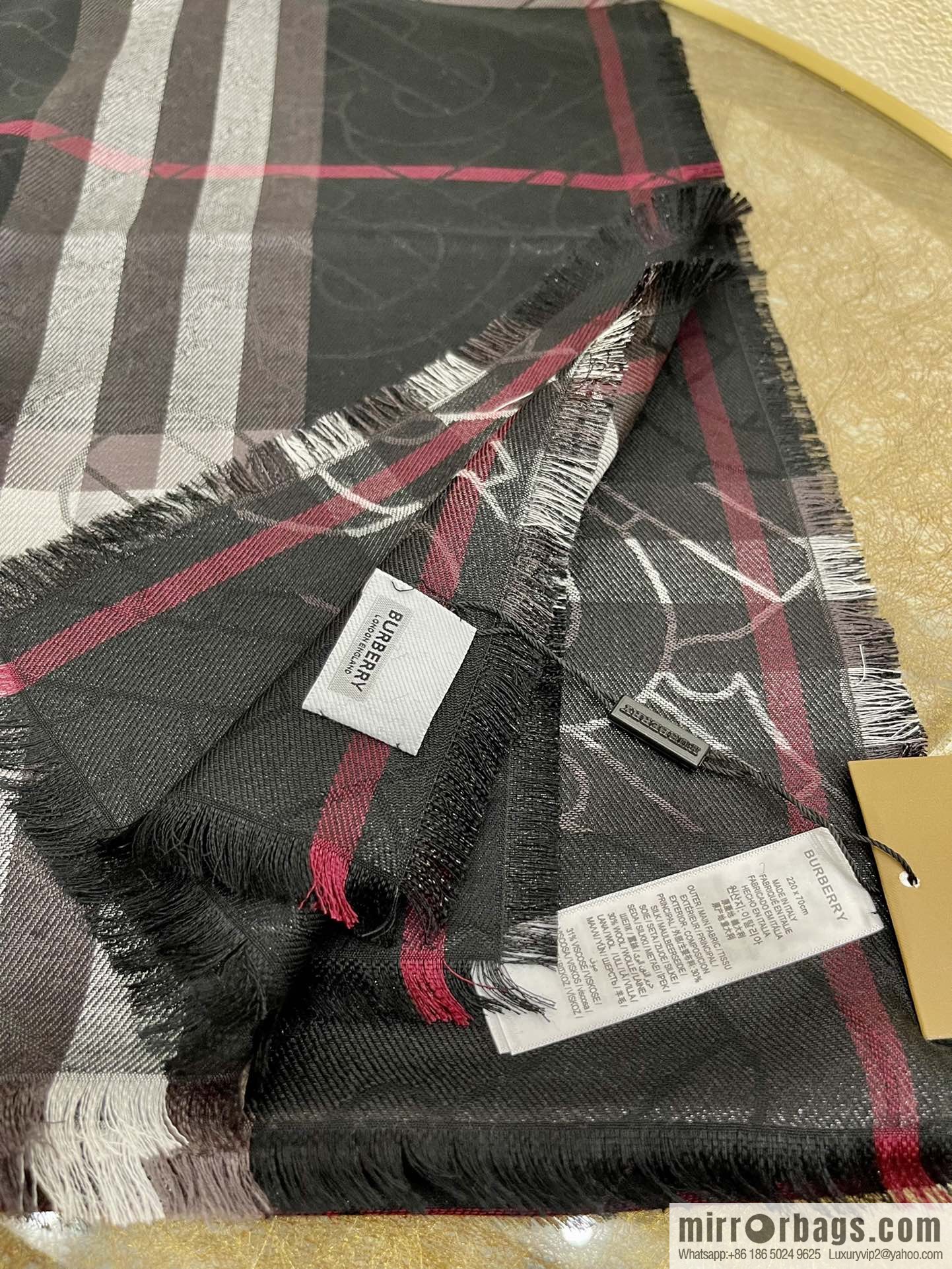 Burberry Burberry Metallic Logo Plaid Scarf