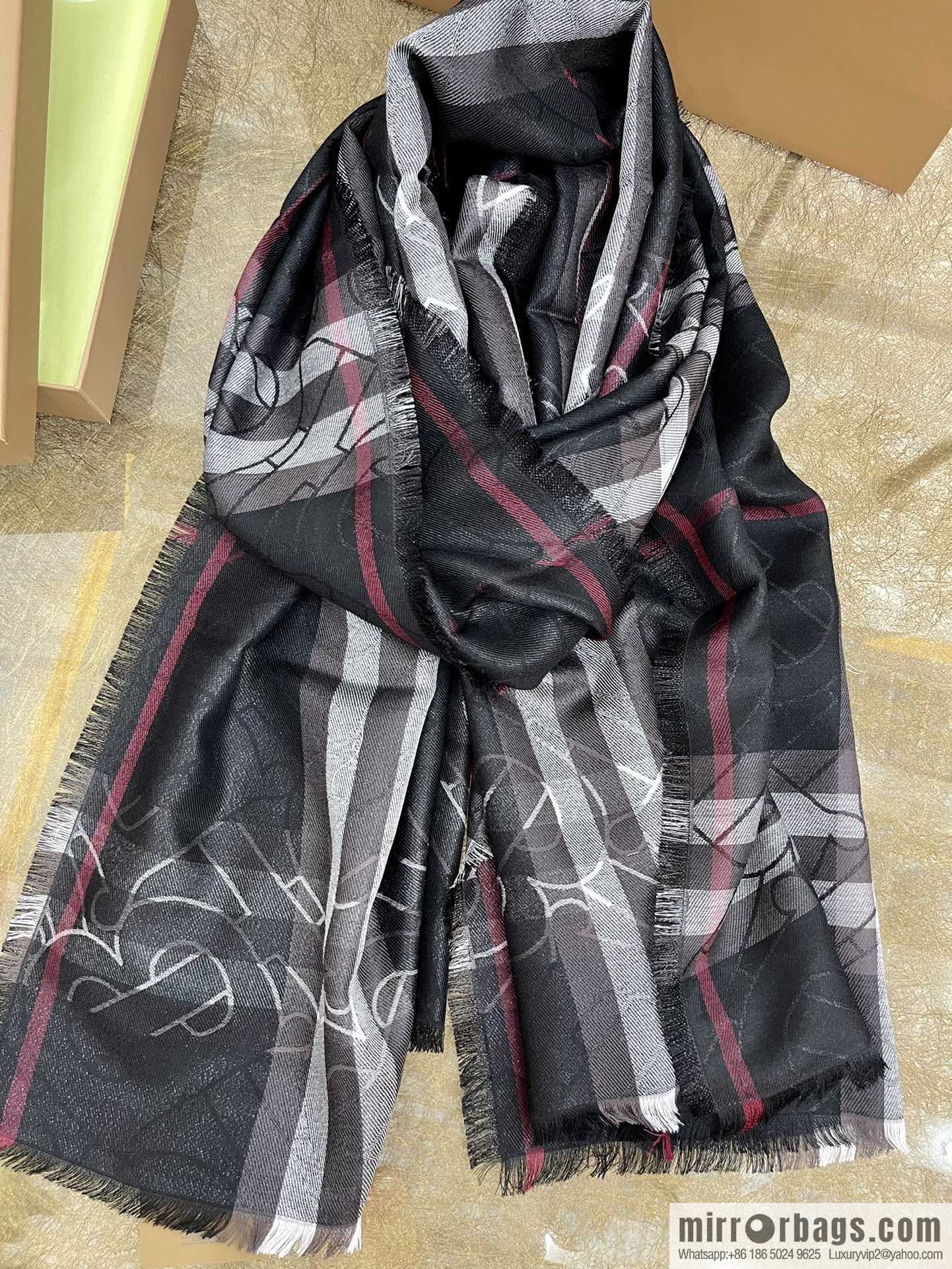 Burberry Burberry Metallic Logo Plaid Scarf