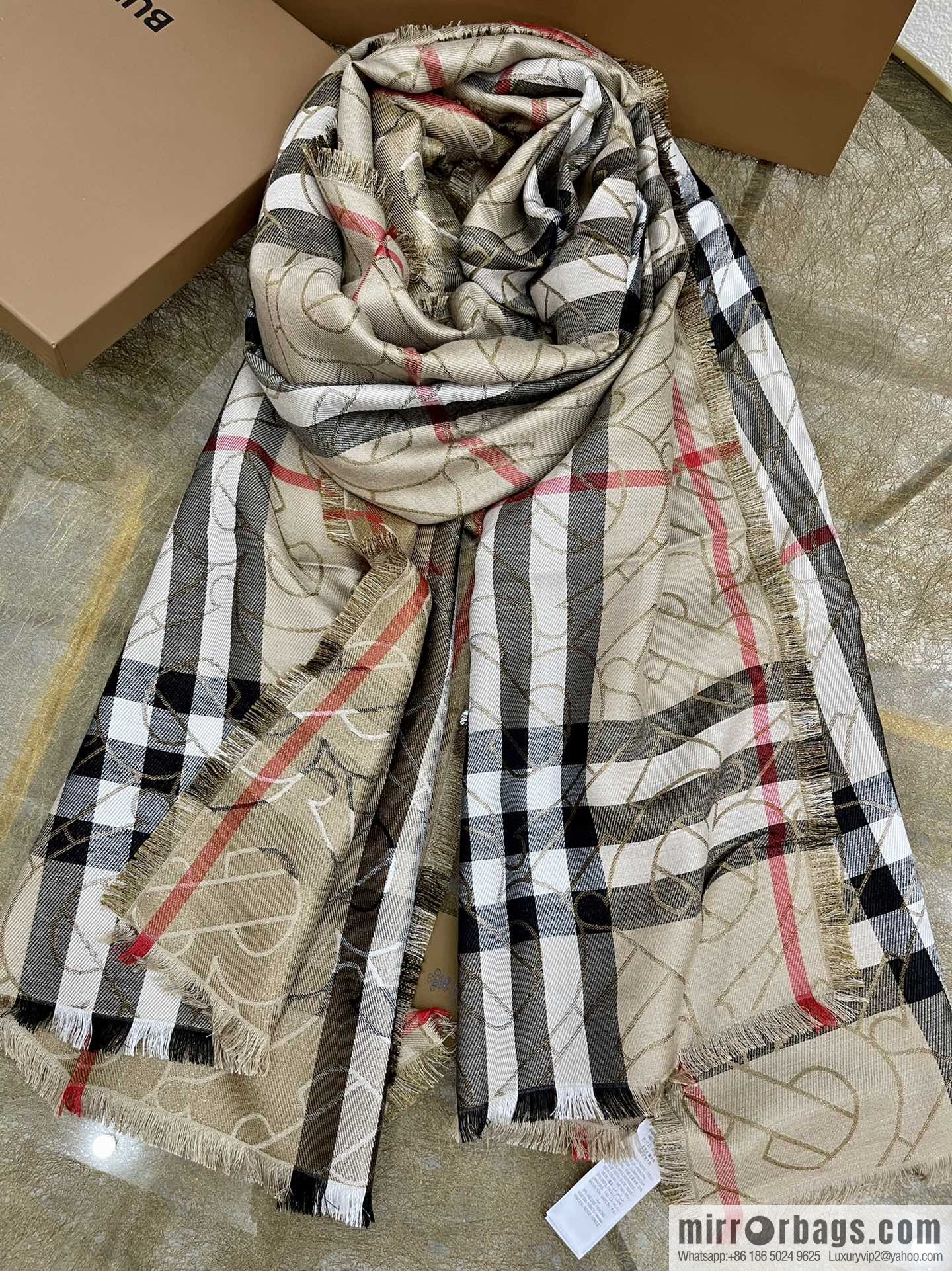 Burberry Burberry Metallic Logo Plaid Scarf