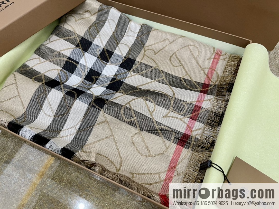 Burberry Burberry Metallic Logo Plaid Scarf
