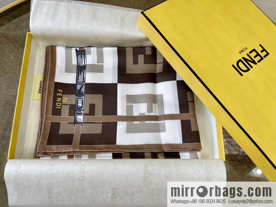 FENDI 100% silk double-sided printing and dyeing silk scarf FXT091