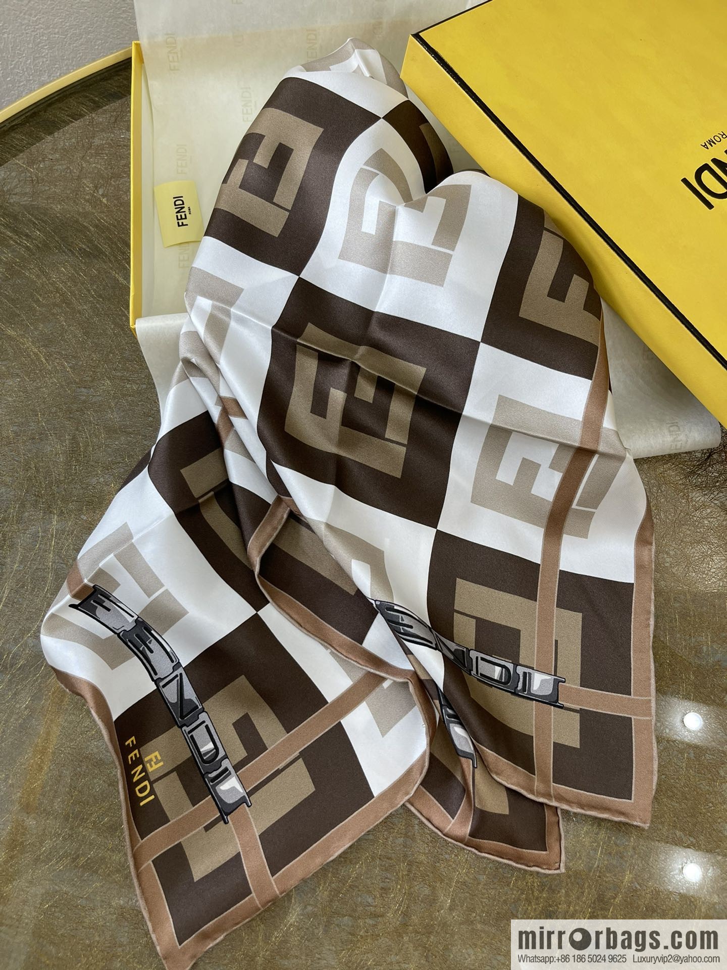 FENDI 100% silk double-sided printing and dyeing silk scarf FXT091