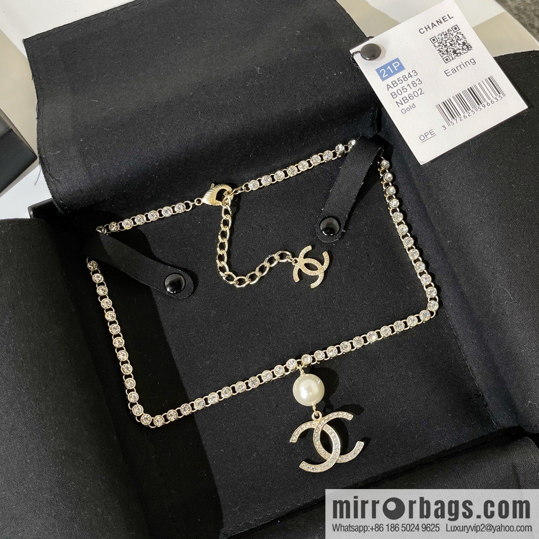 2021 new Chanel double c pearl full diamond necklace