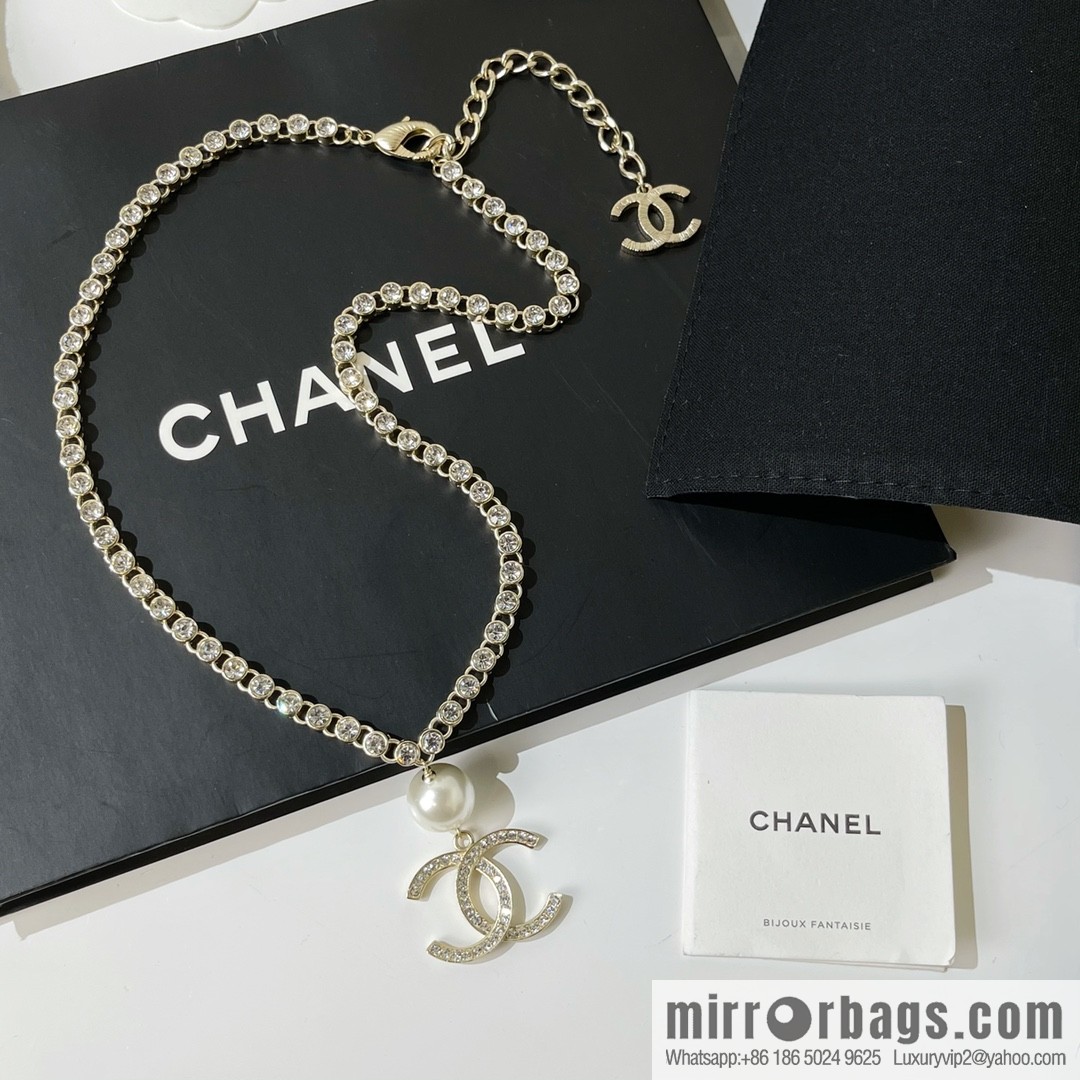 2021 new Chanel double c pearl full diamond necklace