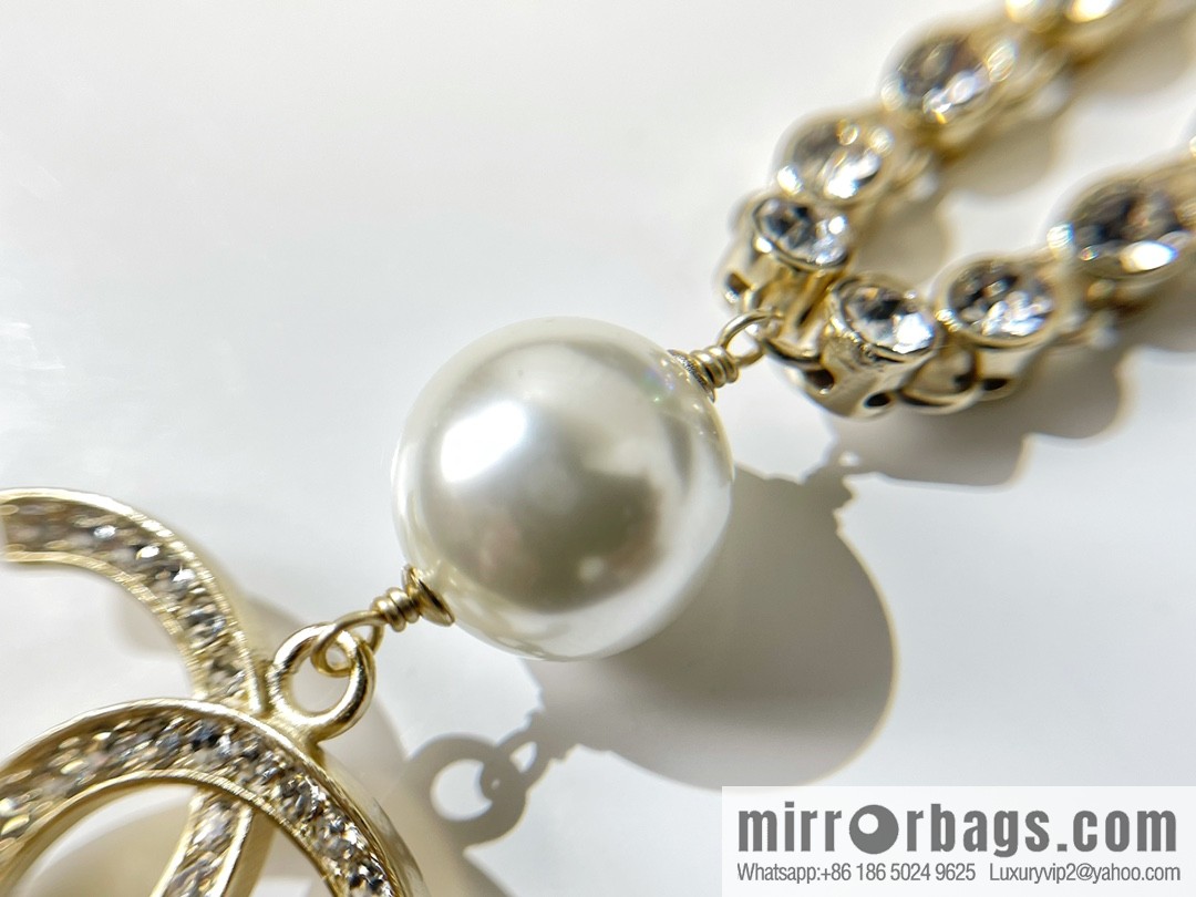 2021 new Chanel double c pearl full diamond necklace