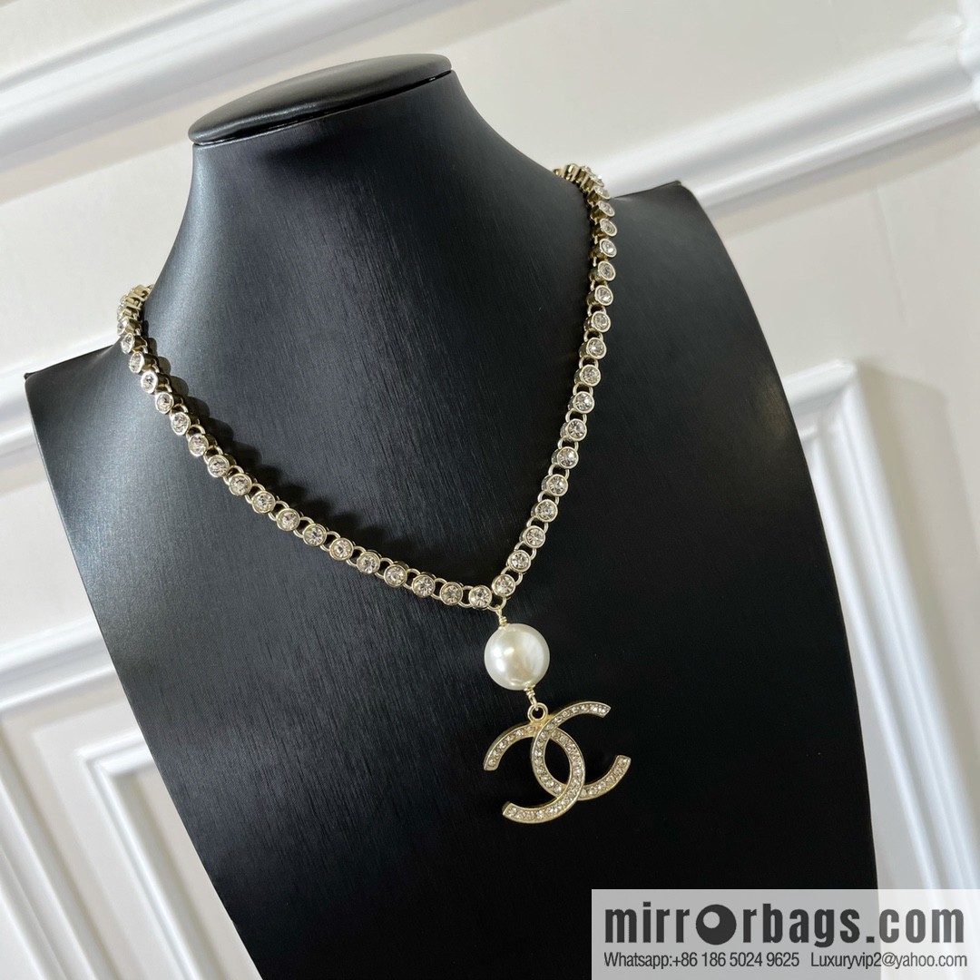2021 new Chanel double c pearl full diamond necklace
