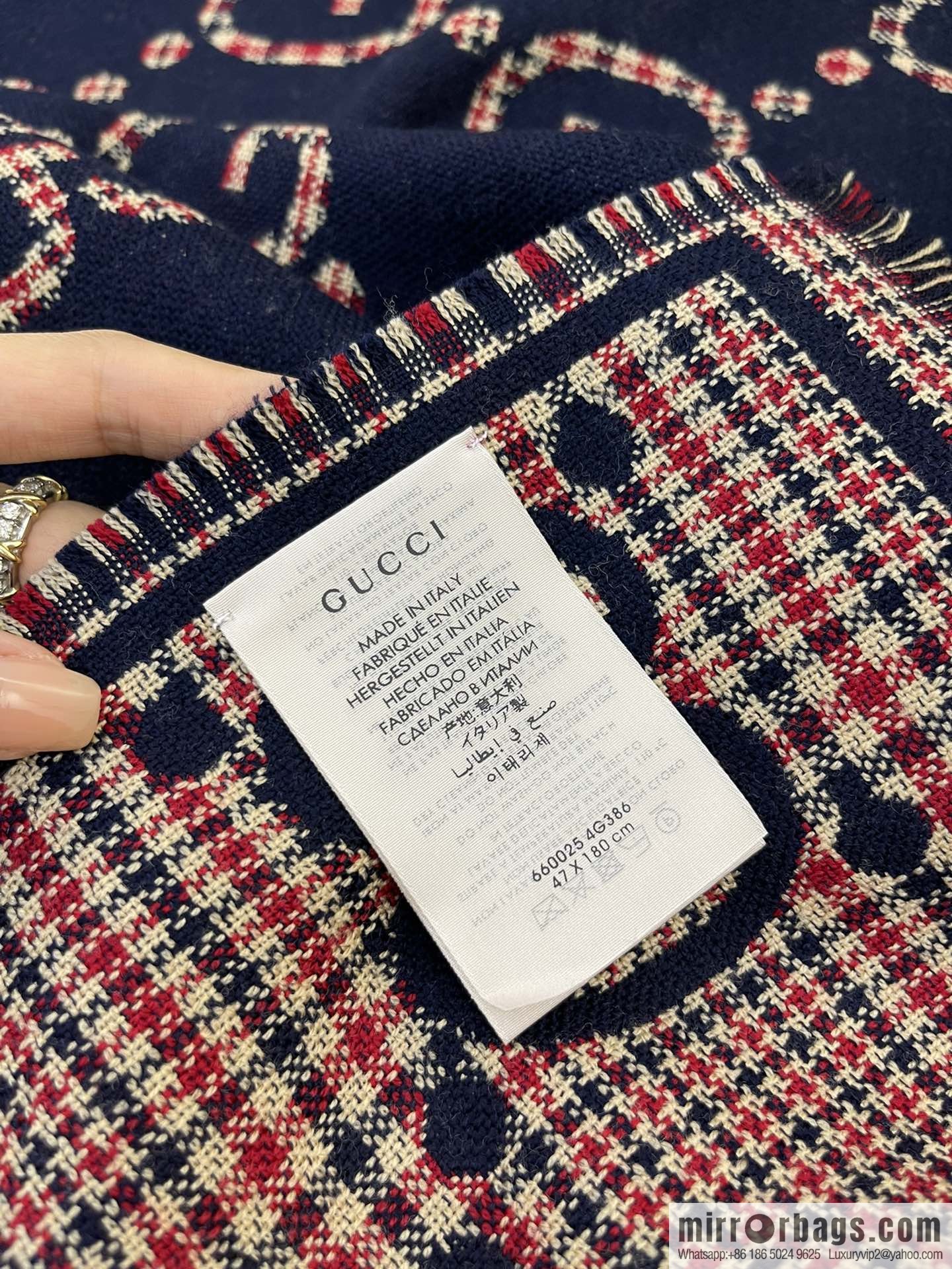 GUCCI Gucci Classic GG pattern 100% wool long towel