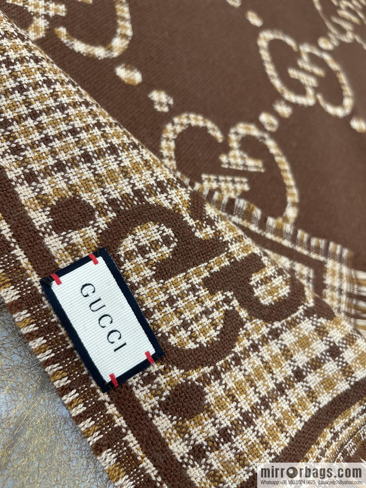 GUCCI Gucci Classic GG pattern 100% wool long towel