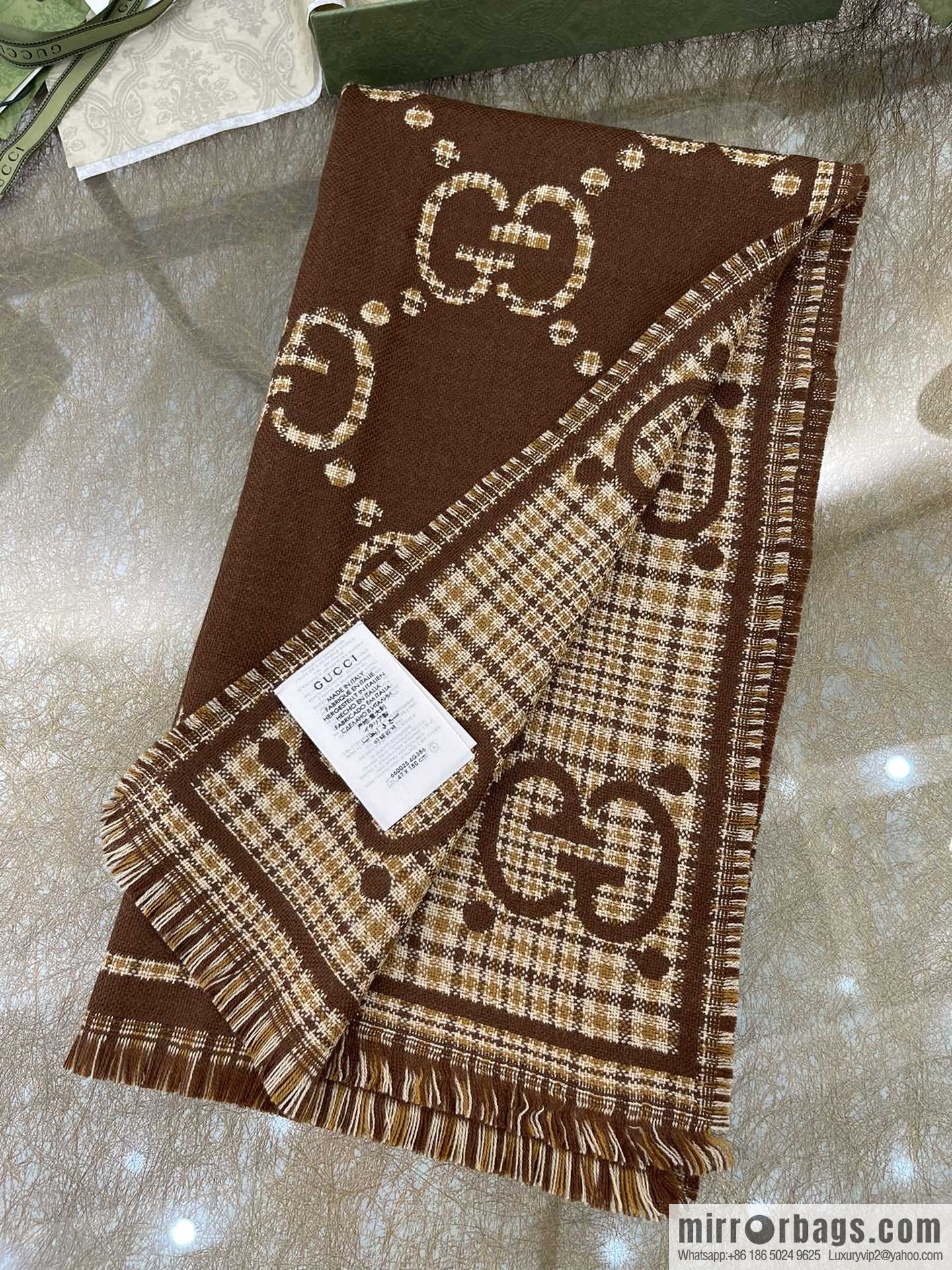GUCCI Gucci Classic GG pattern 100% wool long towel