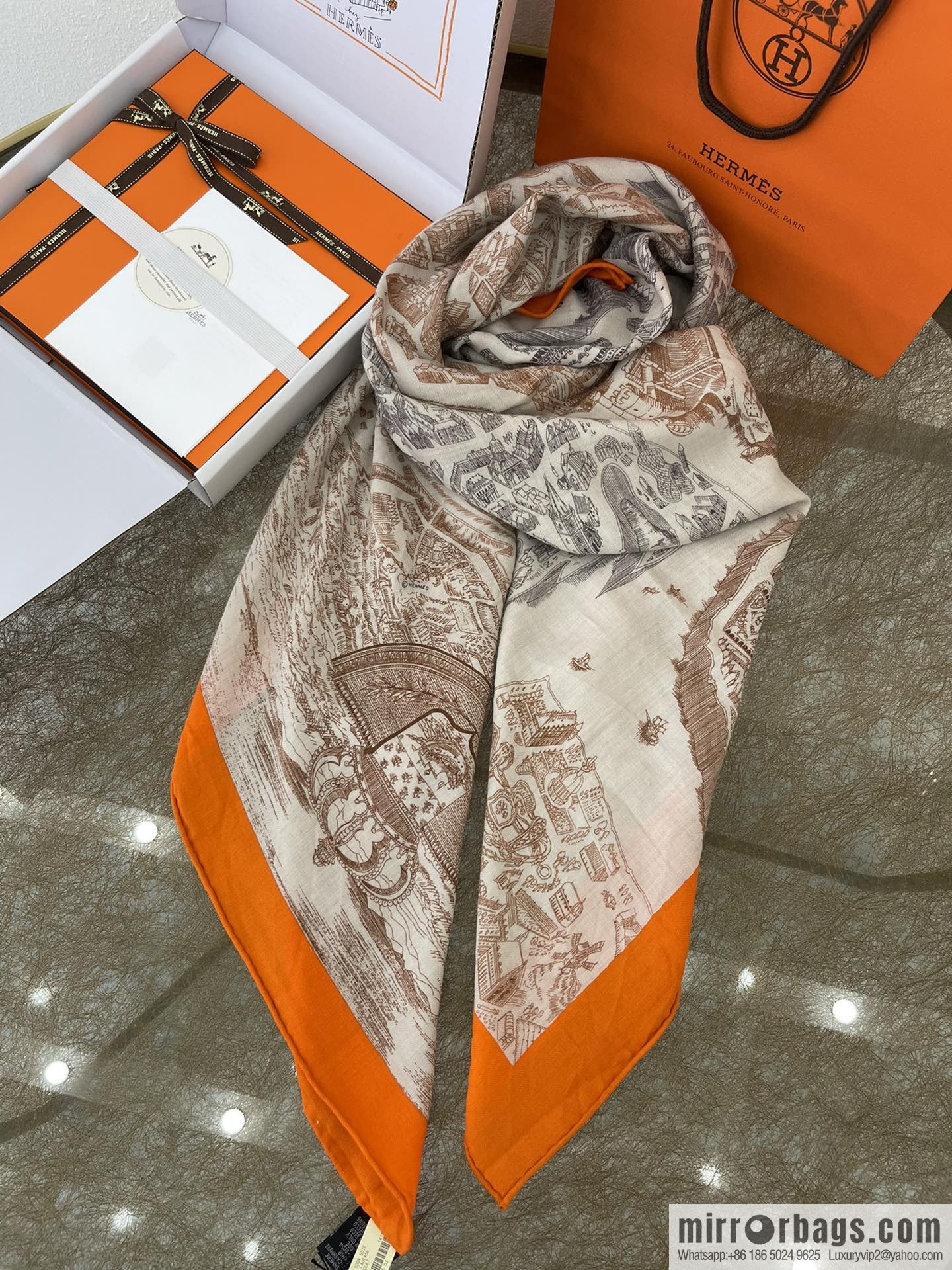 Hermes Handmade curled cashmere and silk blend shawl