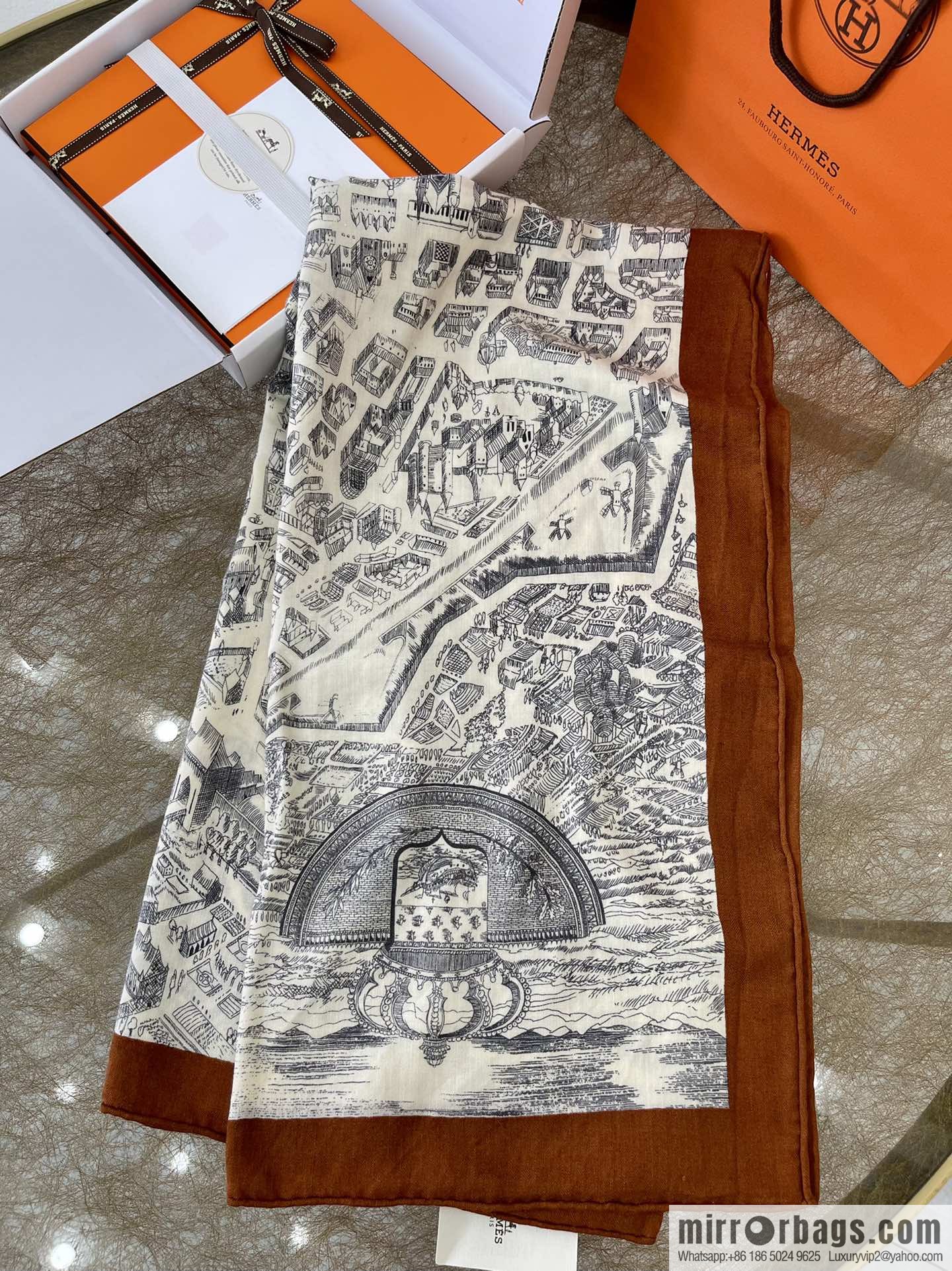 Hermes Handmade curled cashmere and silk blend shawl