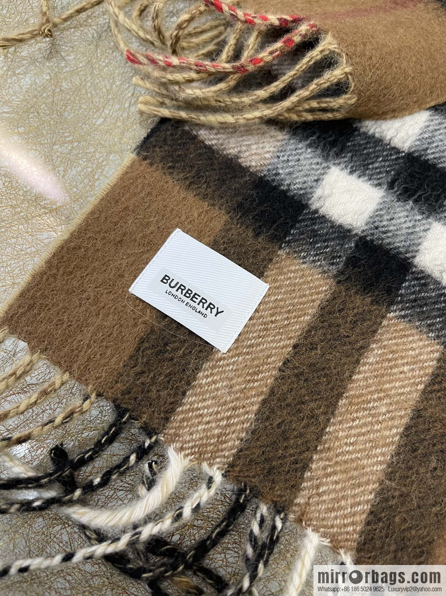 Burberry two-tone contrast checked cashmere scarf