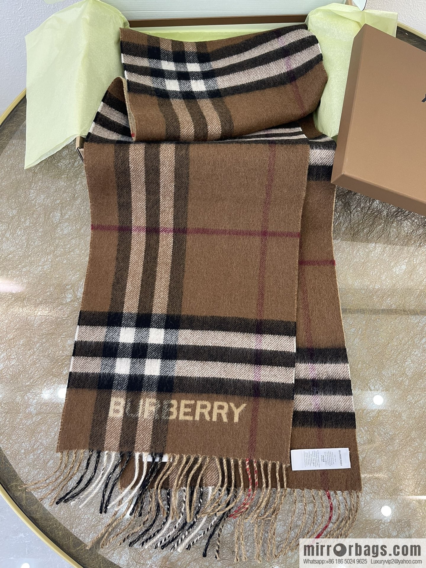 Burberry two-tone contrast checked cashmere scarf