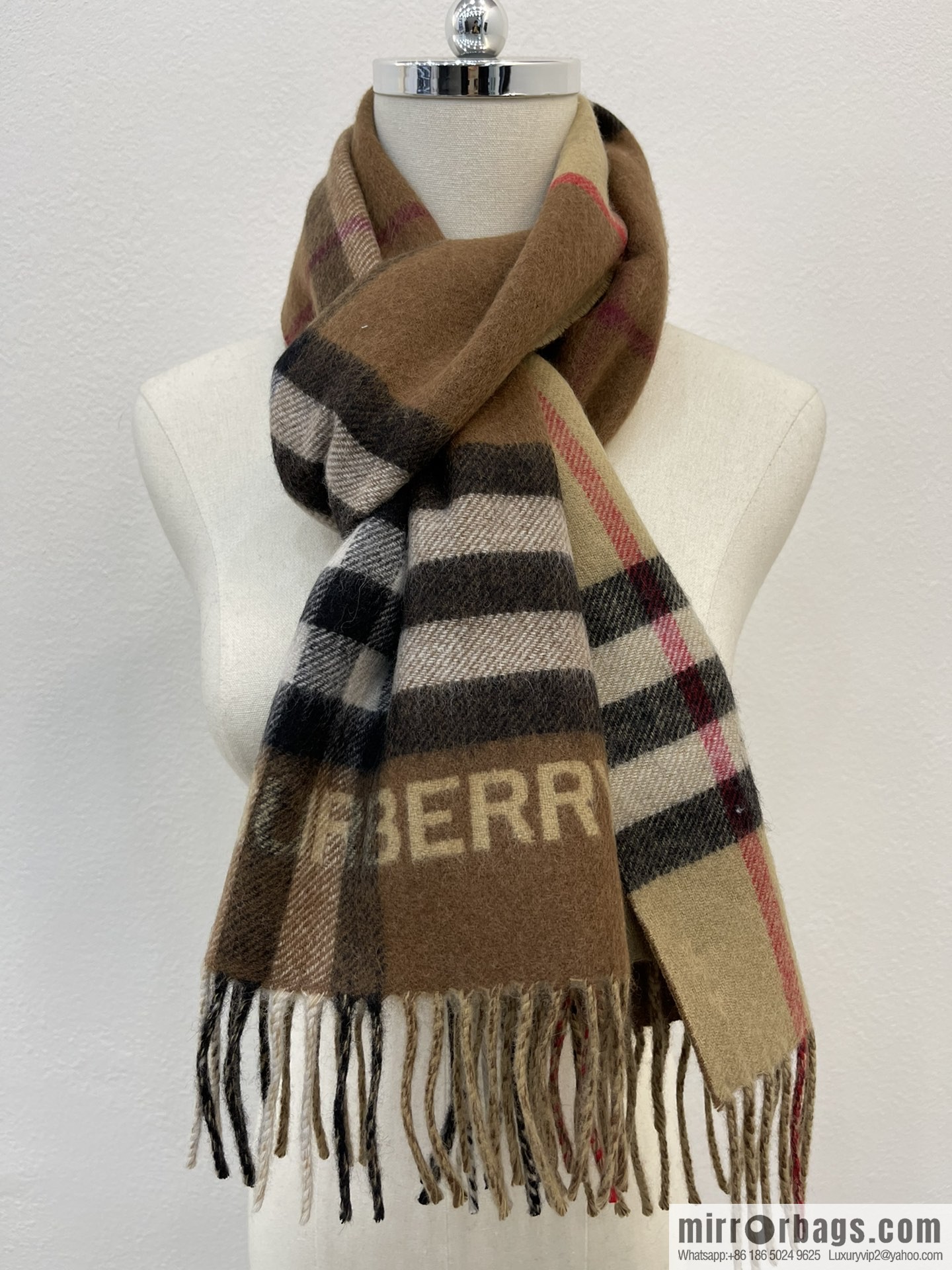Burberry two-tone contrast checked cashmere scarf