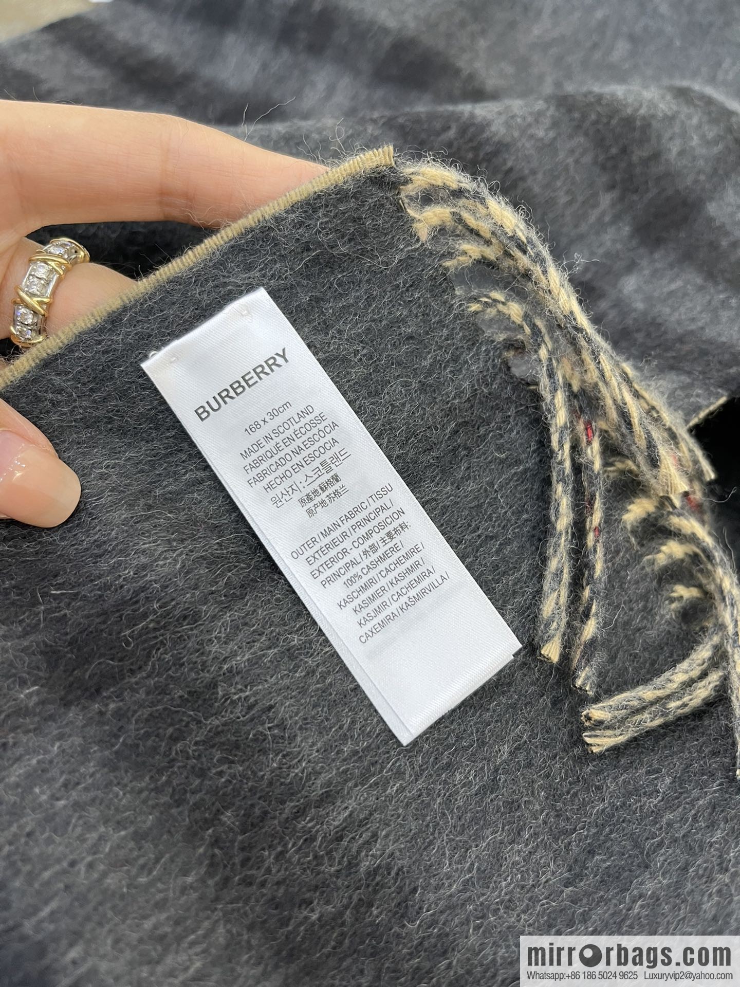 Burberry two-tone contrast checked cashmere scarf