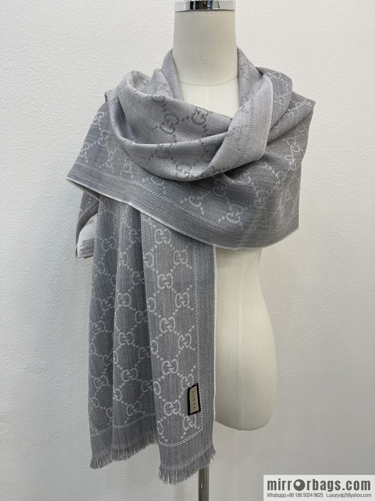 GUCCI Gucci GG Jacquard pattern knitted wool scarf 133483