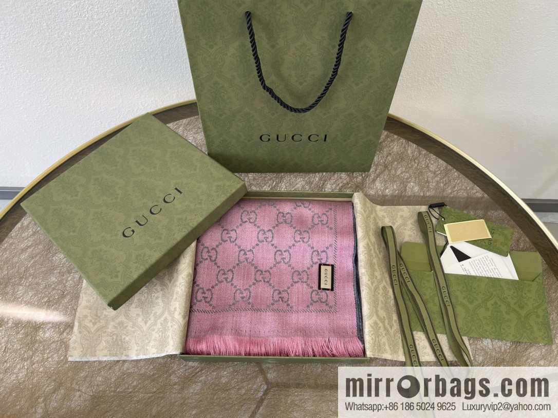 GUCCI Gucci GG Jacquard pattern knitted wool scarf 133483