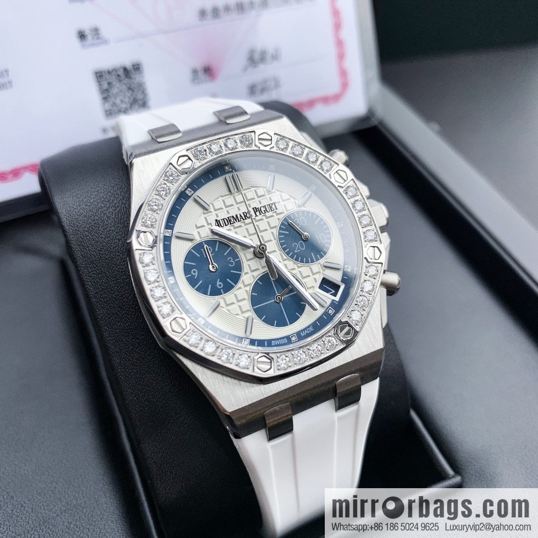 The latest Royal Oak Offshore series chronograph quartz watch case 904 stainless steel with diamonds 32 2.0 bright vvs level cut diamonds