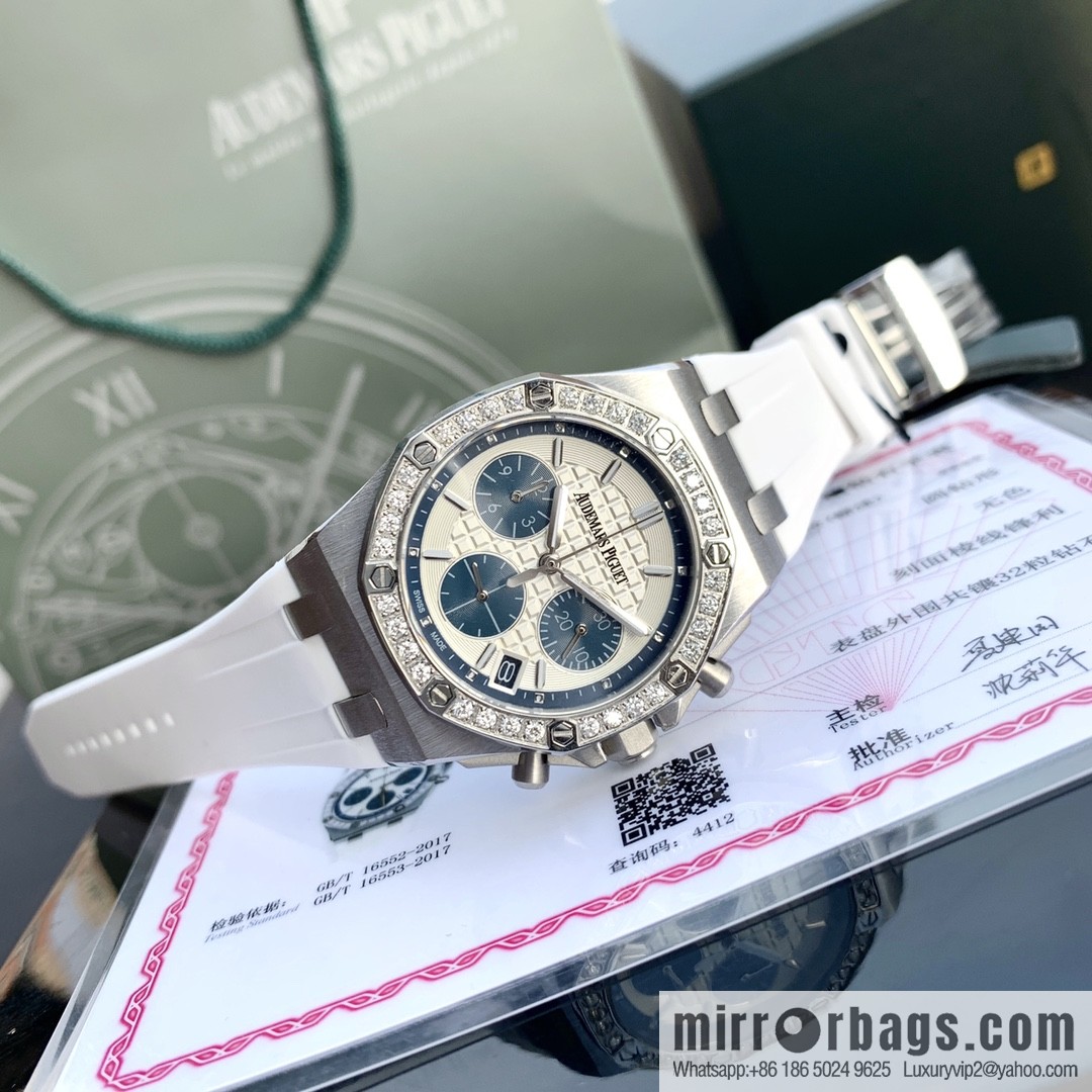 The latest Royal Oak Offshore series chronograph quartz watch case 904 stainless steel with diamonds 32 2.0 bright vvs level cut diamonds
