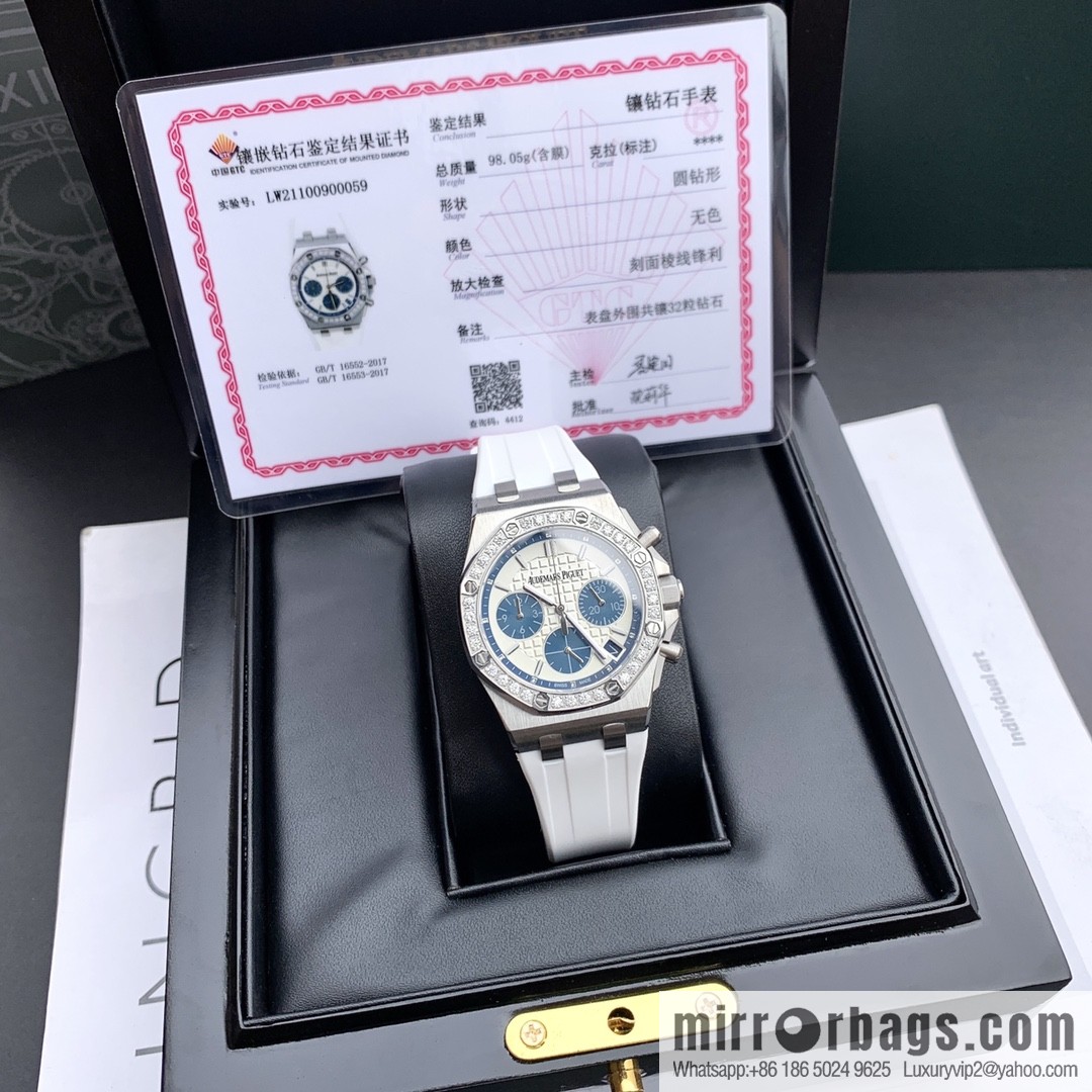 The latest Royal Oak Offshore series chronograph quartz watch case 904 stainless steel with diamonds 32 2.0 bright vvs level cut diamonds