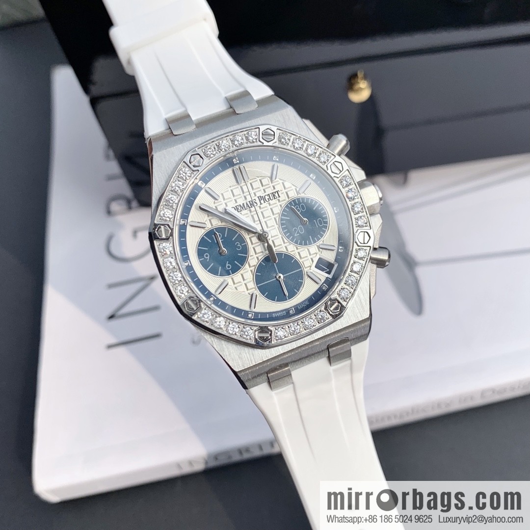 The latest Royal Oak Offshore series chronograph quartz watch case 904 stainless steel with diamonds 32 2.0 bright vvs level cut diamonds