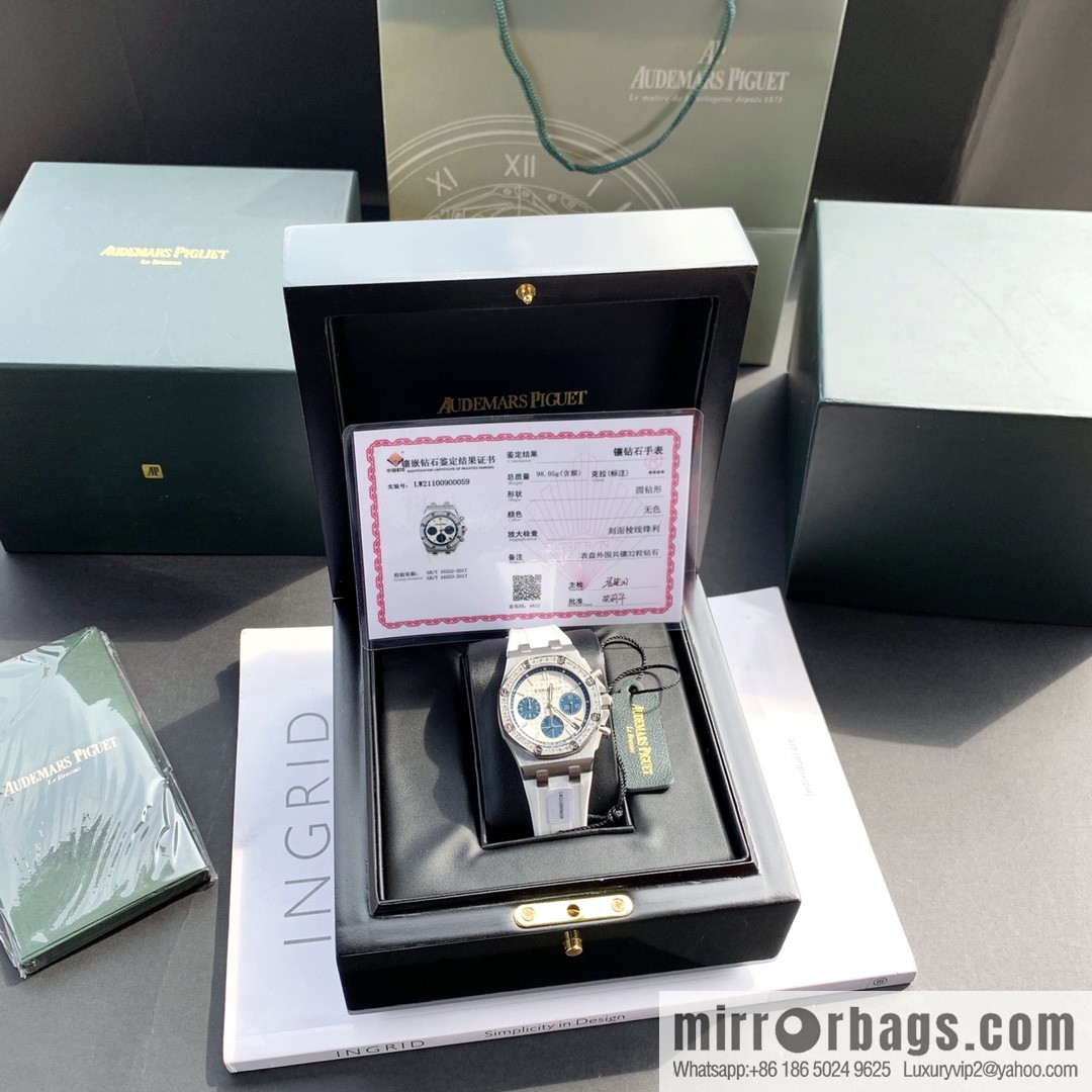 The latest Royal Oak Offshore series chronograph quartz watch case 904 stainless steel with diamonds 32 2.0 bright vvs level cut diamonds