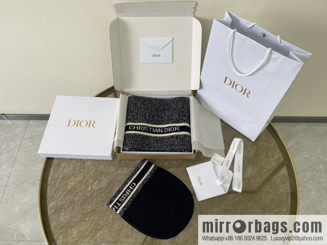 (Set) Dior Navy Blue • D-White Scarf 05DWI314I007_C540