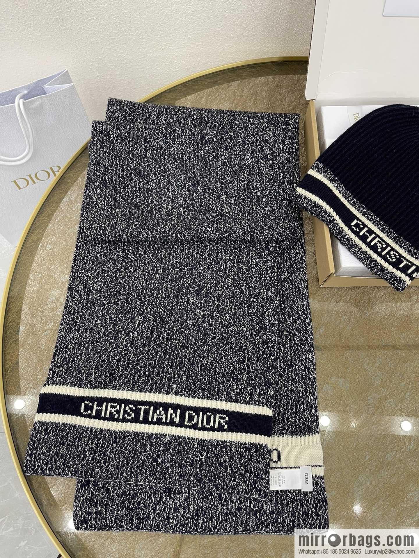 (Set) Dior Navy Blue • D-White Scarf 05DWI314I007_C540