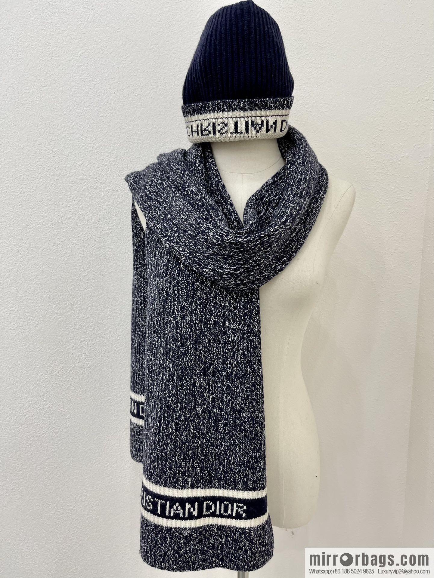 (Set) Dior Navy Blue • D-White Scarf 05DWI314I007_C540