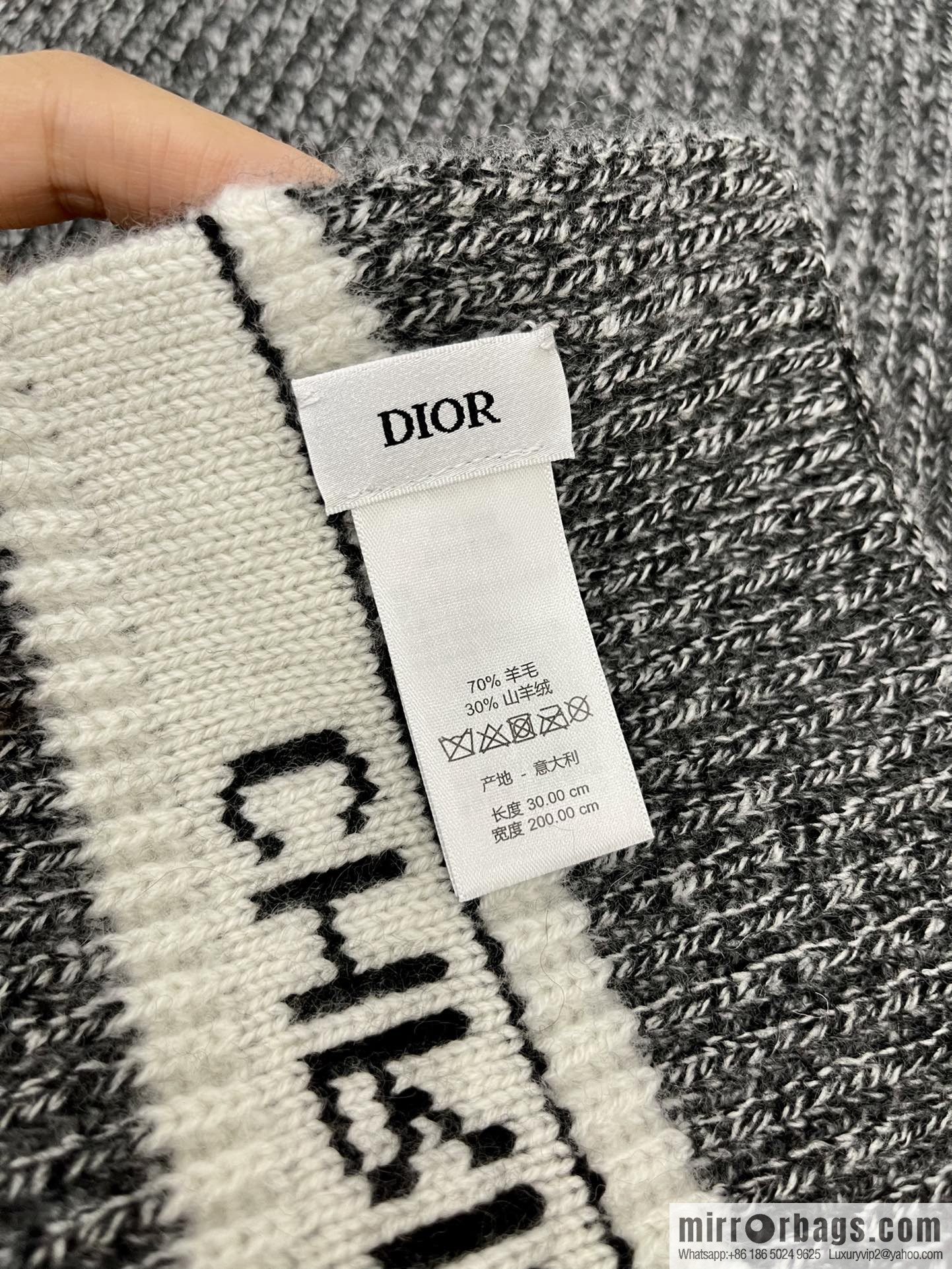 (Set) Dior Black Grey • D-White Scarf 05DWI314I007_C540