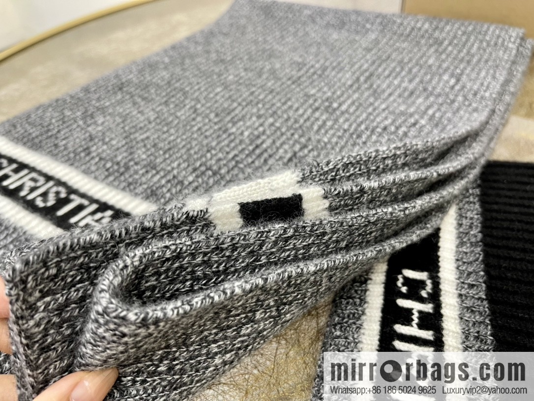(Set) Dior Black Grey • D-White Scarf 05DWI314I007_C540