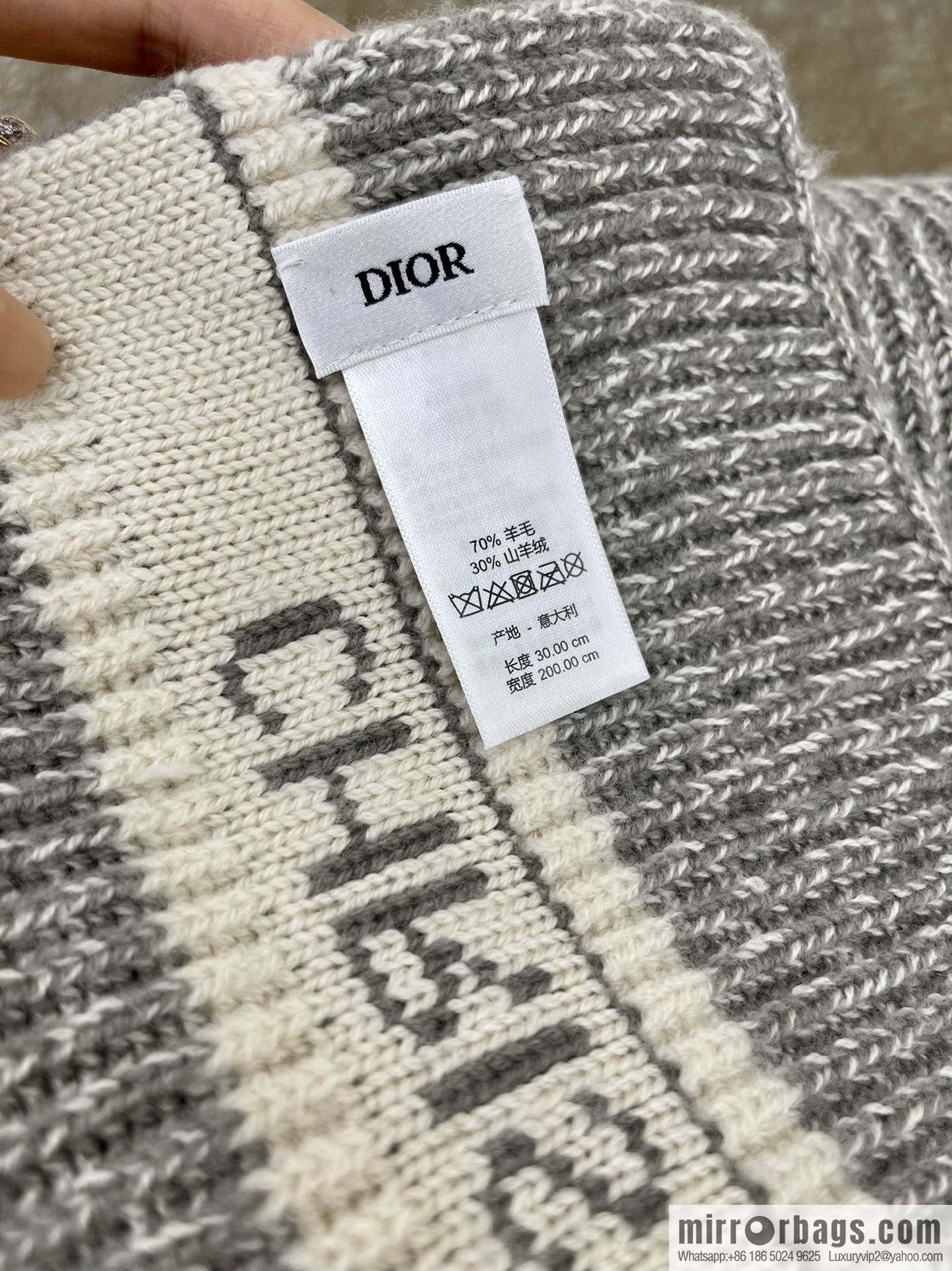 (Set) Dior Rock Grey • D-White Scarf 05DWI314I007_C540