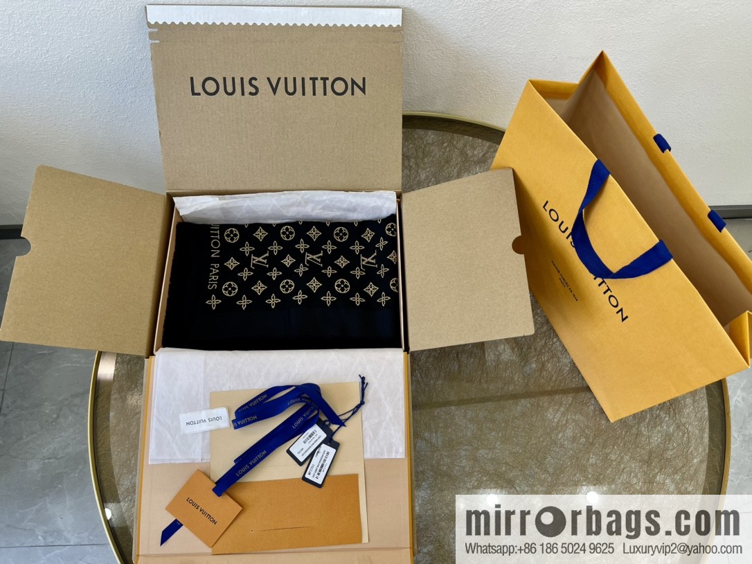 LV Louis Vuitton silk and wool blend shawl M76641 M70670