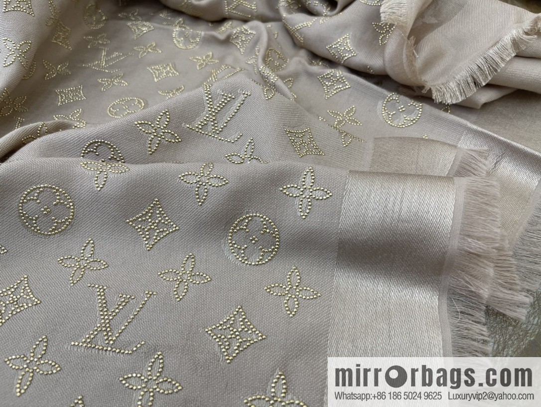 LV Louis Vuitton silk and wool blend shawl M76641 M70670