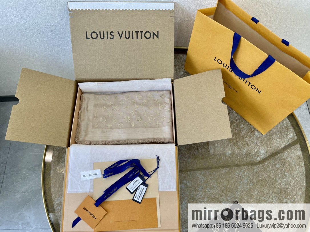 LV Louis Vuitton silk and wool blend shawl M76641 M70670