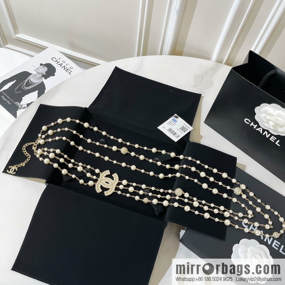 New ☑️ Chanel double c three-layer pearl sweater chain necklace