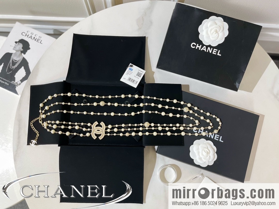New ☑️ Chanel double c three-layer pearl sweater chain necklace