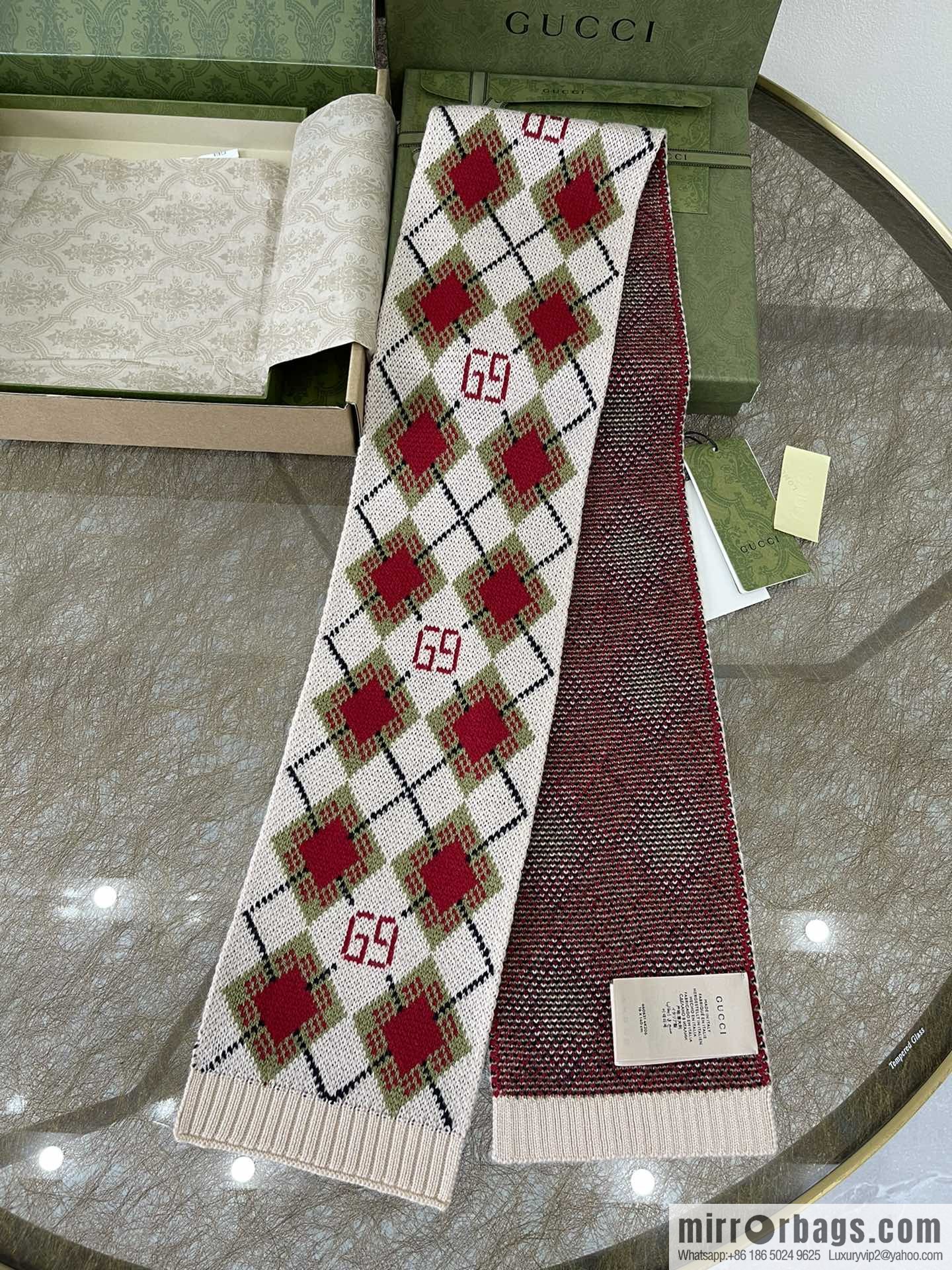 GUCCI Gucci geometric pattern 100% wool children's scarf 660631