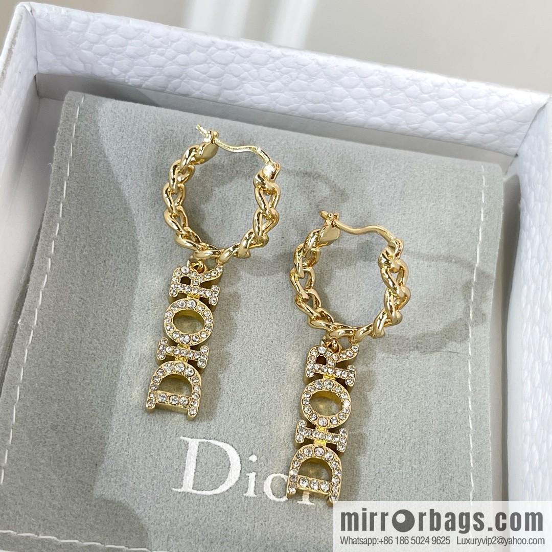 New ☑️ Dior full diamond letter stud earrings