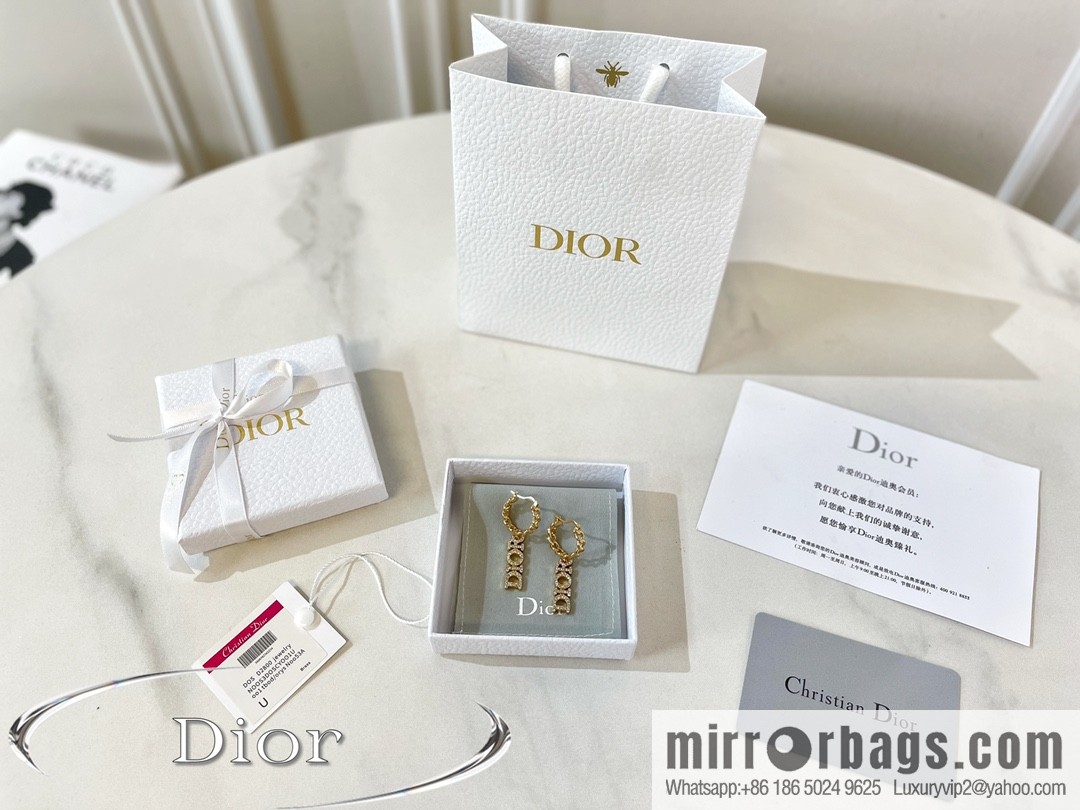 New ☑️ Dior full diamond letter stud earrings