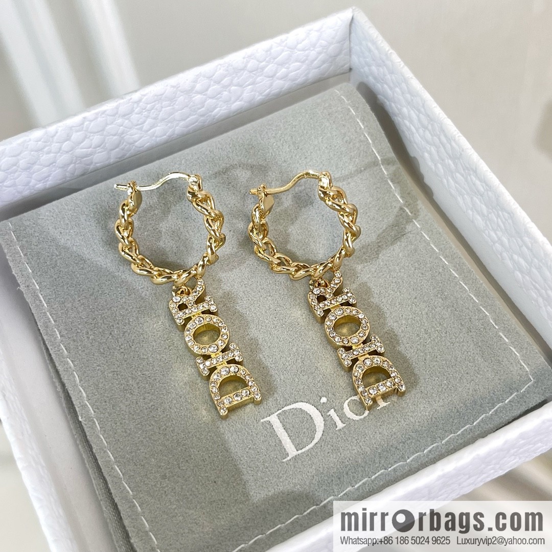 New ☑️ Dior full diamond letter stud earrings