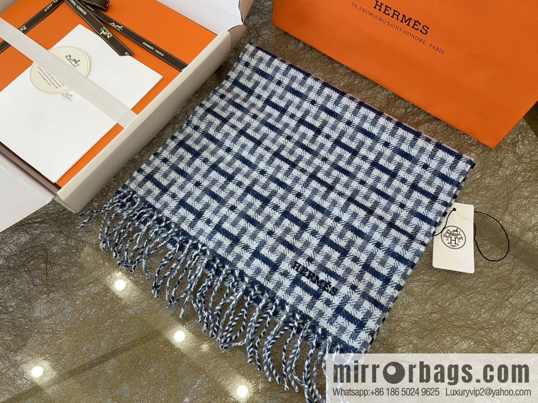 Hermes Hermes Plaid'H 'Pattern Cashmere Scarf