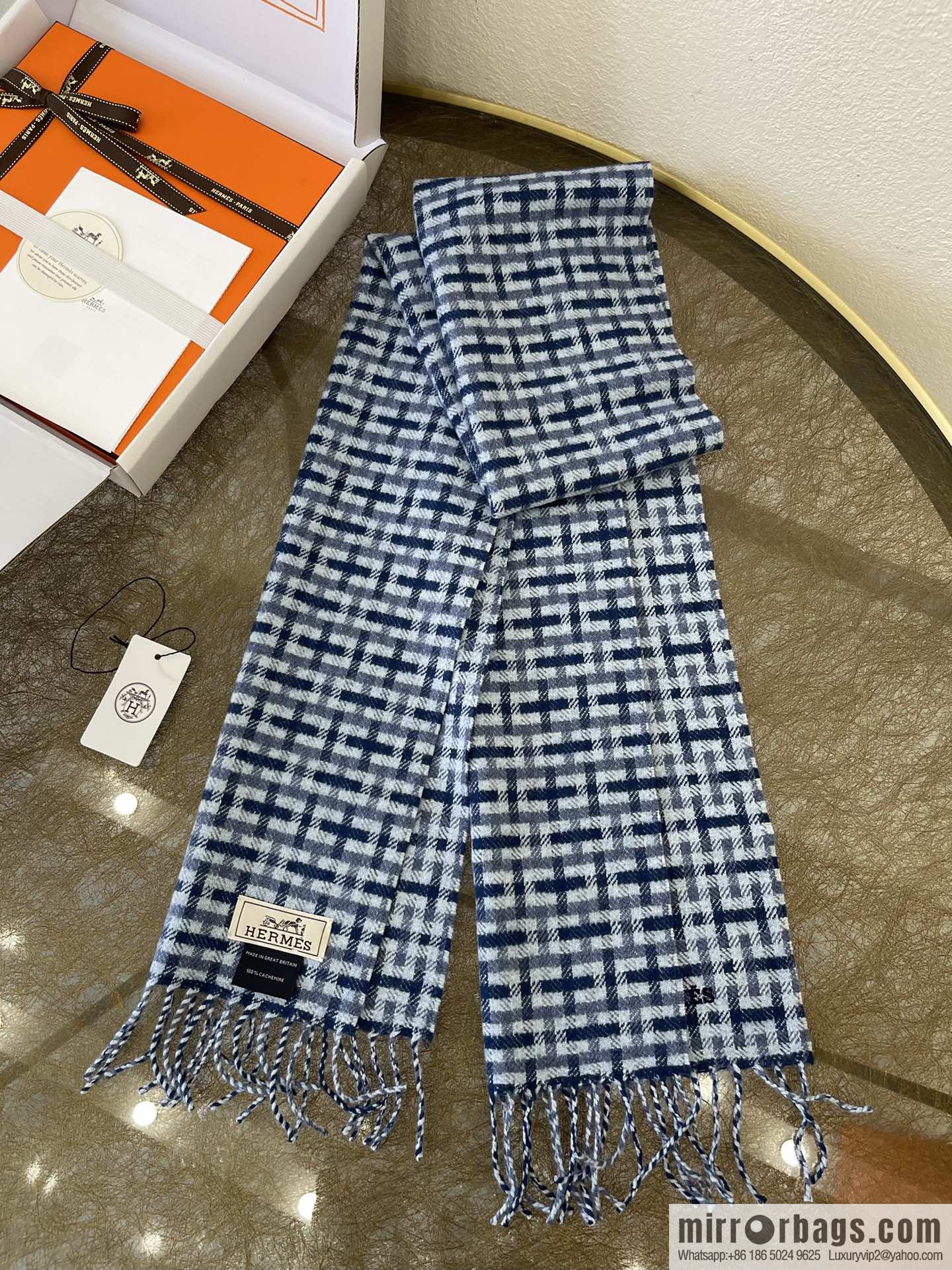 Hermes Hermes Plaid'H 'Pattern Cashmere Scarf