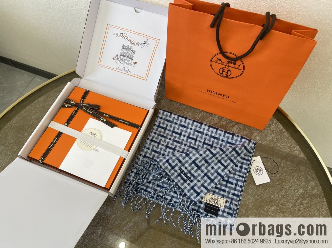 Hermes Hermes Plaid'H 'Pattern Cashmere Scarf