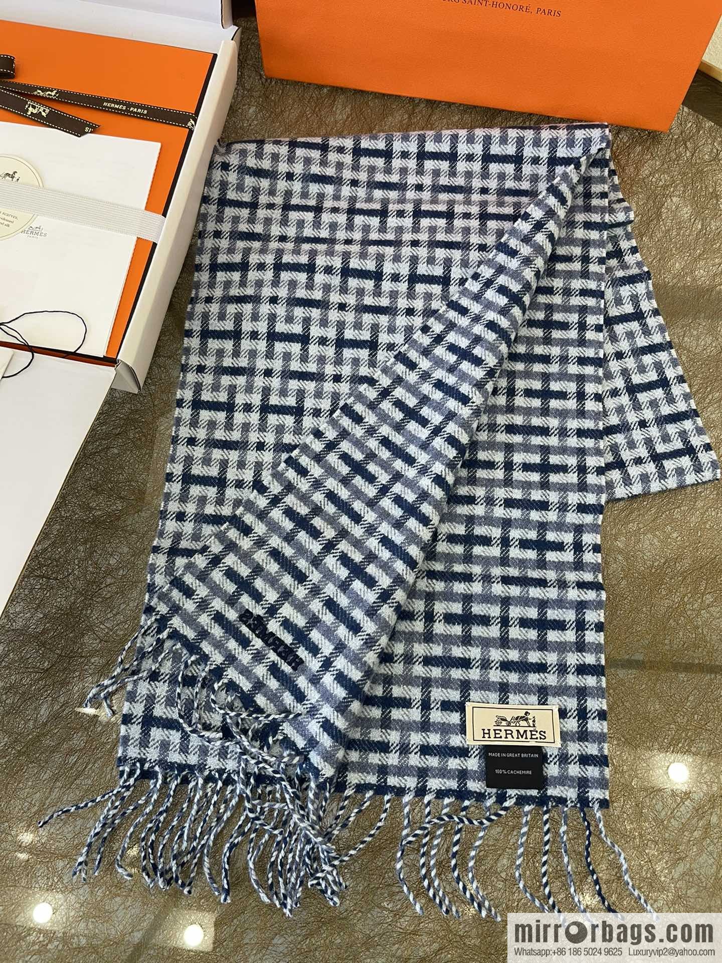 Hermes Hermes Plaid'H 'Pattern Cashmere Scarf